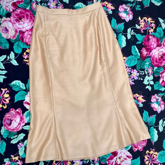 Surabaya Paris vintage golden polyester skirt suit size 12 - Picture 8 of 11